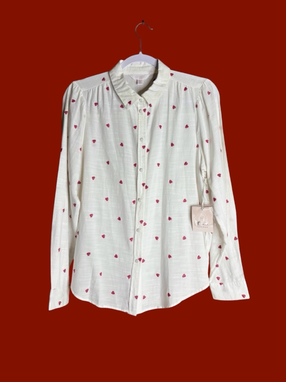 LC Lauren Conrad Embroidered Heart Button Front Blouse NWT Medium